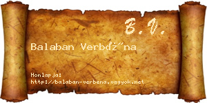 Balaban Verbéna névjegykártya